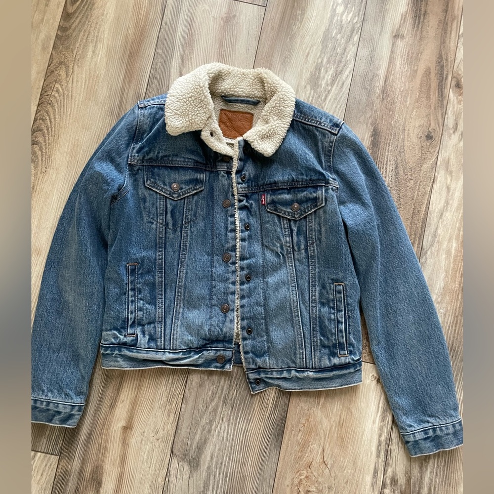 Levi's Blue Denim Sherpa Collar Jean Jacket